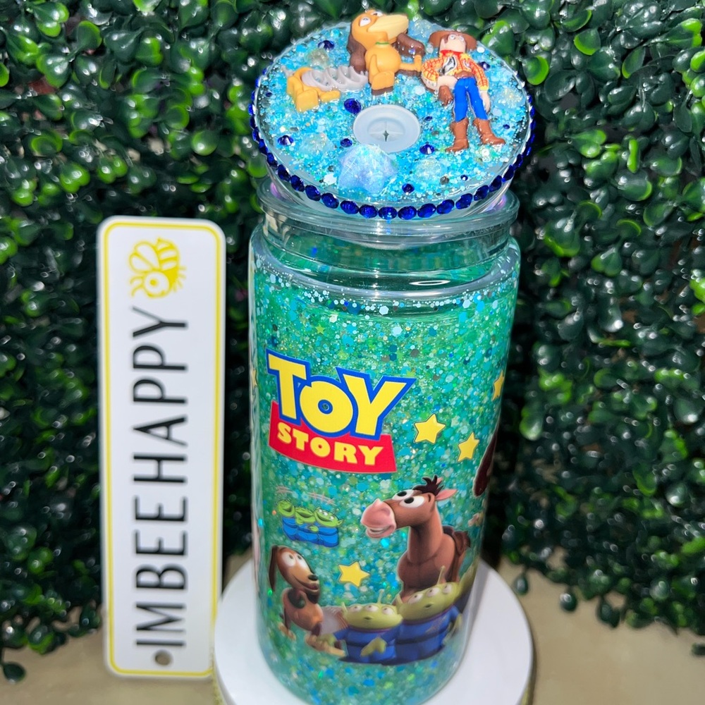 Blue/green Toystory-inspired Snowglobe Tumbler